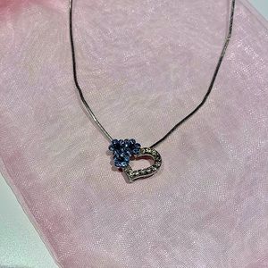 Floral Heart Rhinestone Pendant Necklace